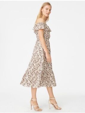 Club Monaco Cream Floral Off-Shoulder Midi Dress